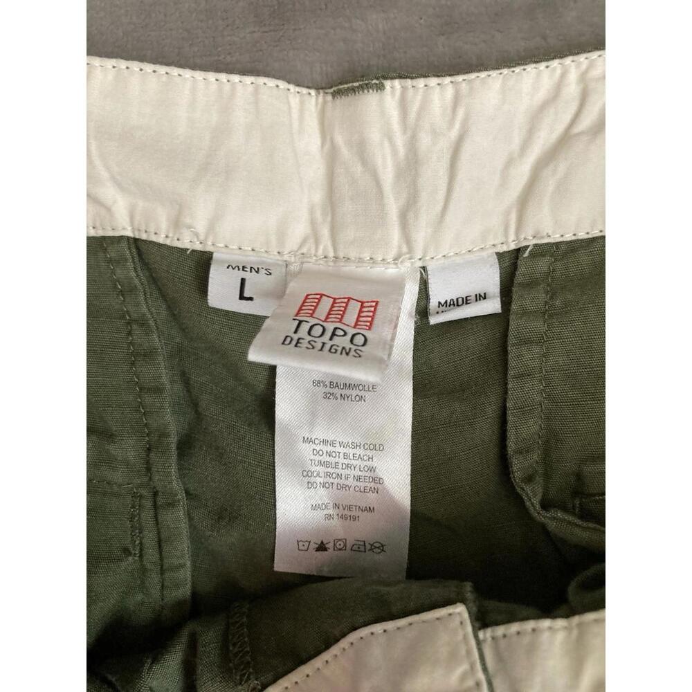 Topo Designs Cargo Shorts Army Green Button-Fly Heavyweight Sz Large 8" Inseam - Picture 5 of 9